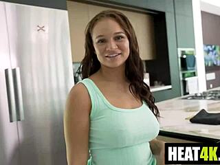 stepmom can't resist those big tits on her petite reality star