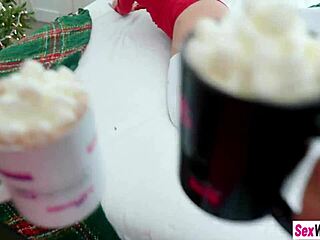 Petite Redhead Teen Delivers Sloppy Deepthroat Under Christmas Tree