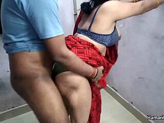 indian bhabhi in red saree gets closeup hardcore fuck