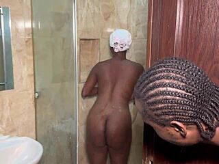 i caught him peepin n gave hot ebony bathroom fuck