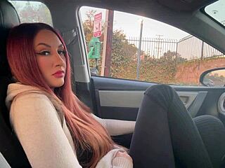 Italian Long Hair MILF's Seductive Car Smoking Fetish Tease