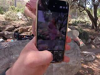 tourist girl blows cock in park for hot photos