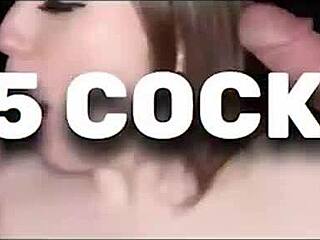 busty redhead rides cocks cowgirl in juicy gangbang creampie