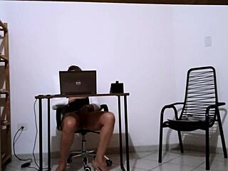 secretary sneaks masturbation then wild office sex with client on desk 💋🏢
