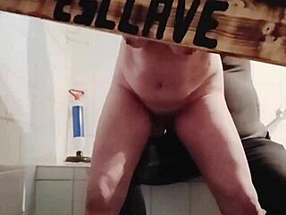 french bdsm slave chained carcan uro masturbates hardcore pov