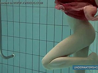 Katya Okuneva's Red Dress Pool Tease Underwater