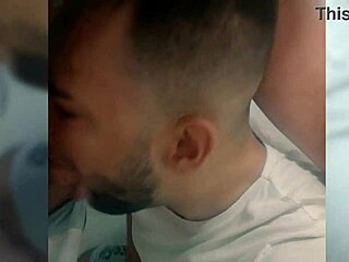 dude pays mature guy for locker room cock suck