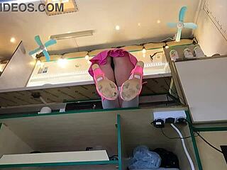 18yo cutie upskirt flash at work? hidden cam catches her sexy teen pussy tease!