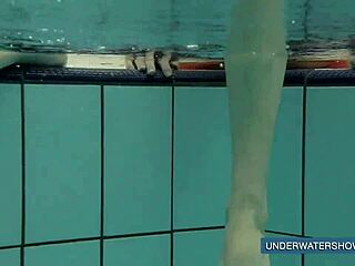 Katya Okuneva's Red Dress Pool Tease Underwater