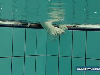 Katya Okuneva's Red Dress Pool Tease Underwater
