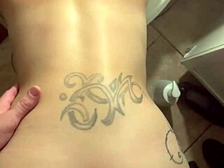 hooker sneaks customer bathroom bang ends in perfect ass cum