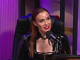 Redhead Milf Domme Rules BDSM Party with Latex Teasing and Pussy Worship