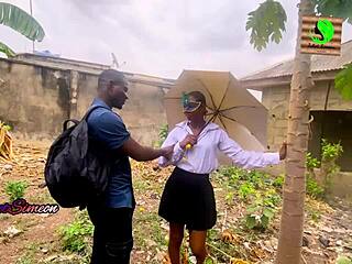 Lagos Schoolgirl Rides Big Cock in Doggystyle Creampie Frenzy