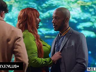 married redhead lauren phillips dped hard by two studs in wedding heels