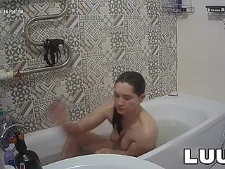 brunette vilika films homemade shaving routine in bathroom