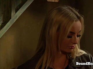 big ass blonde slave fingered hard by mistress from behind 😈
