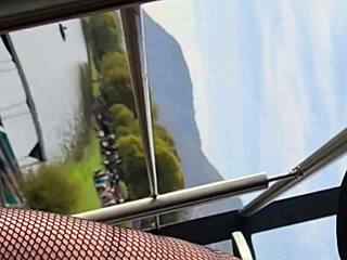 Latina fat milf upskirt no panties shaved pussy outdoors!