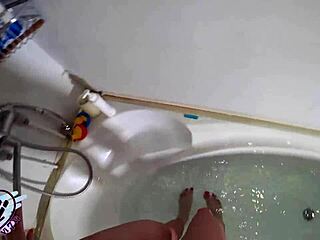 babe fingers tight pussy to orgasm in steamy shower pov underwater