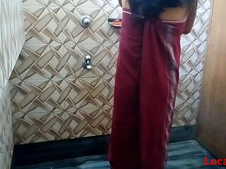 indian bhabi moans in bathroom fuck with red towel