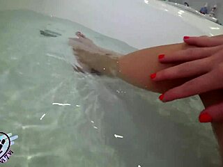 babe fingers tight pussy to orgasm in steamy shower pov underwater