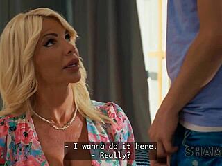 blonde mature sneaks ride on young stud's throbbing shaft