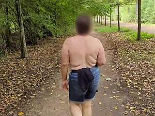 busty milf flashes her huge saggy tits outdoors publicly