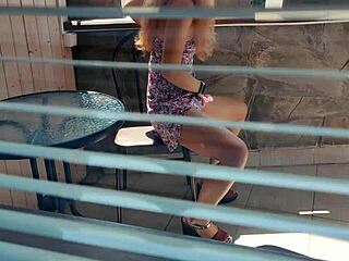 Hidden Cam Catches Balcony Fuck and Cum on Ass!