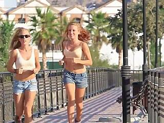 Softly bouncing natural breasts tease non-nude