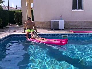 neighbor's hot italian milf bends over poolside for intense doggystyle pounding