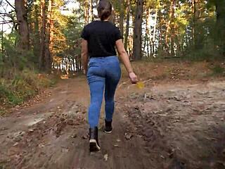 worship my thick milf ass teasing in tight blue jeans close up