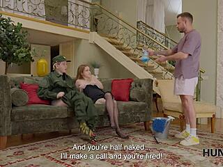 Banging shaved pussy before honor guard