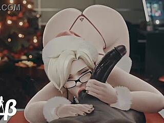 Mercy Christmas HANDJOB with BIG ASS and MONSTER COCK