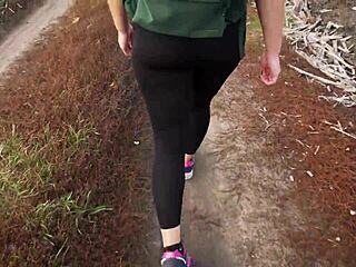 milf teases ass in tight black yoga leggings