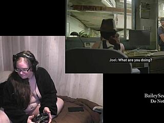 Tattooed bbw glasses gamer strips nude for last of us 2 playthrough