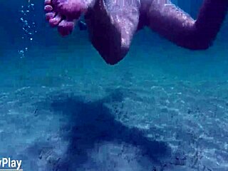 Chubby creampie whore swims underwater then gets filled dripping wet