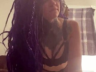 purple dreadlock latina submits to black master's rough domination