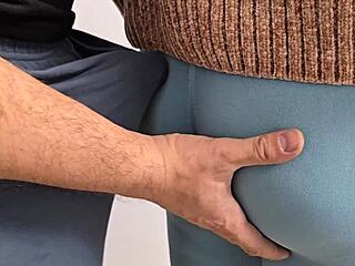 Stranger rubs dick on soaked tights cums on subway girl