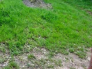 guy strokes off naked in wild outdoor nature flashing spot