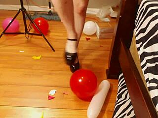 Fifi Foxx Pops Heels Balloons!