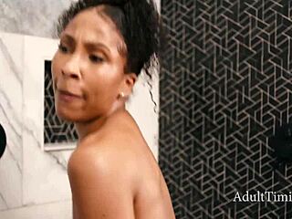 caught my wife's ebony friend riding black cock in steamy shower shenanigans