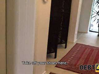 debt4k blue-eyed blonde housewife sucks rides cock for debt payment