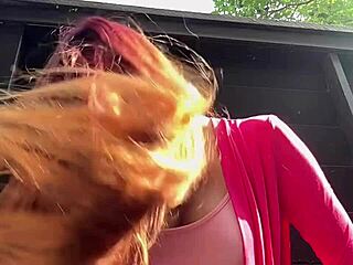 italian milf artemisia indulges long hair fetish outdoors