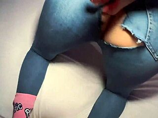 Ripped jeans hide craving for creampie in tight pink pussy
