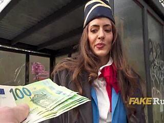 Flight Attendant's 1500 Euro Pickup Turns into Wild Fuck