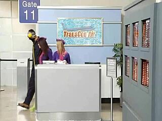 Flight Attendants Sunny Lane Eva Angelina Ride Eric Swiss Threesome!