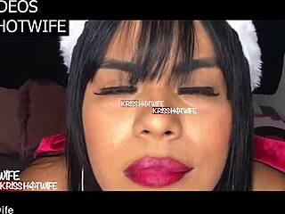 Kriss hotwife's naughty christmas gift: brazilian wife pussy pounding present!