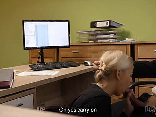 naughty agent performs sex casting in loan office