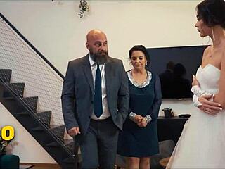 Bride's shaved pussy tempts all at wedding hardcore