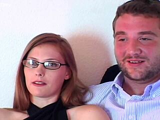 Squirtups Redhead Glasses Babe Squirts in Casting Interview