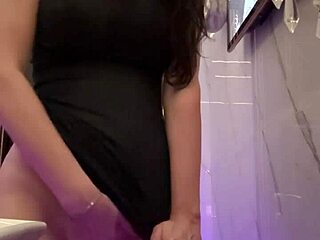 Club lights ignite my sexy brunette milf pussy fuck frenzy